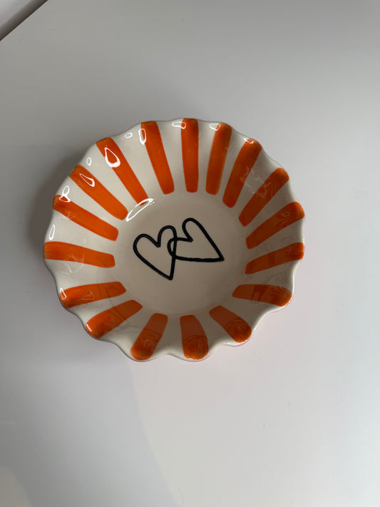 Coral and hearts frilly bowl