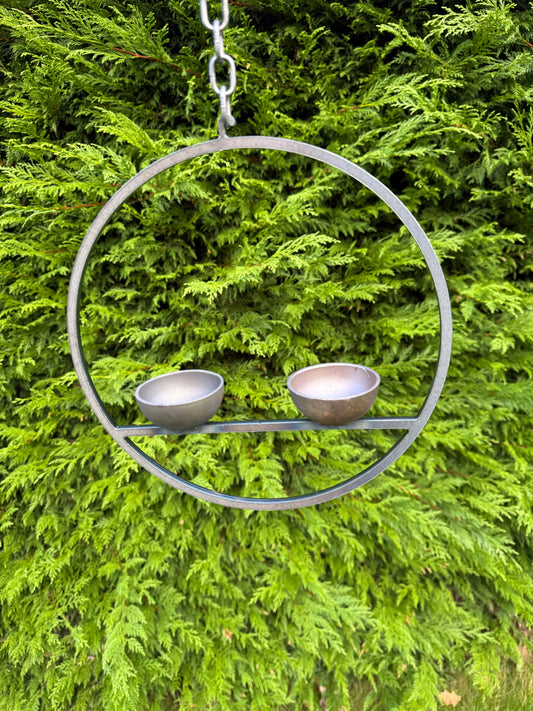 Double hanging bird feeder ring